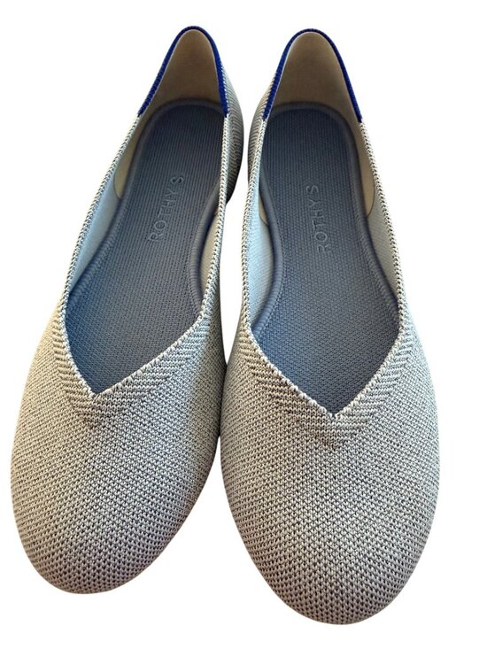 Rothy’s Shoes - Rothys Womens Rounded-toe Ballet Flats Size 9 Wide Light Blue Metallic Sparkle